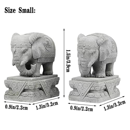 livelyfish Small Elephant Figurines A Pair Aquarium Decor Elephant Statues Bonsai Ornaments for 10 Gallon or Smaller Fish Tanks FengShui Decor (S)
