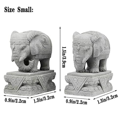 livelyfish Small Elephant Figurines A Pair Aquarium Decor Elephant Statues Bonsai Ornaments for 10 Gallon or Smaller Fish Tanks FengShui Decor (S)