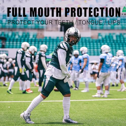 Gy Football Mouth Guard Football Mouthpiece, Mouthguard with Strap for Hockey/Lacrosse/Wrestling/Boxing/Basketball, Fits Adults/Youth/Kids 11+ (Black) - color: Black