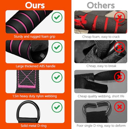 Exercise Handles, Cable Machine Handles for Gym Cable Attachments Training - color: Black-Pink