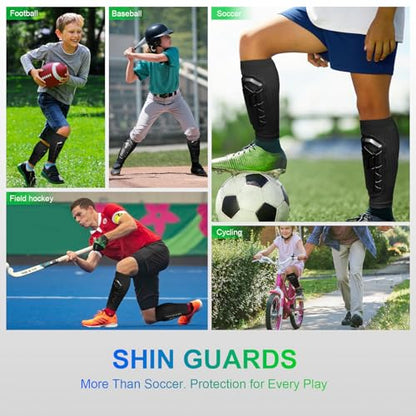 Soccer Shin Guards with Sleeves for Kids Youth Adults Boys Girls - size: X-Small