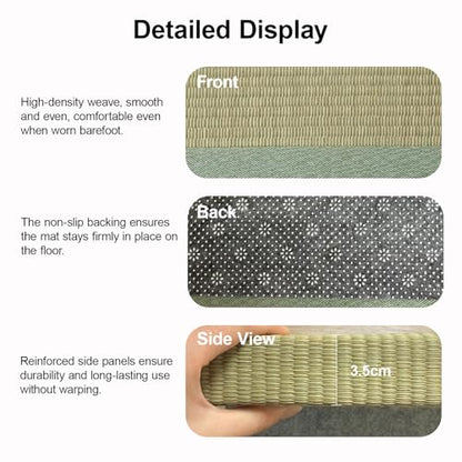 Japanese Tatami Mat, Tatami, Rug, Foldable Mattress, Roll up Rug, Japanese Floor Mattress, Floor Sleeping Japanese Futon Mattress, Meditation Yoga, Zen - size: Green 90×200×3.5cm