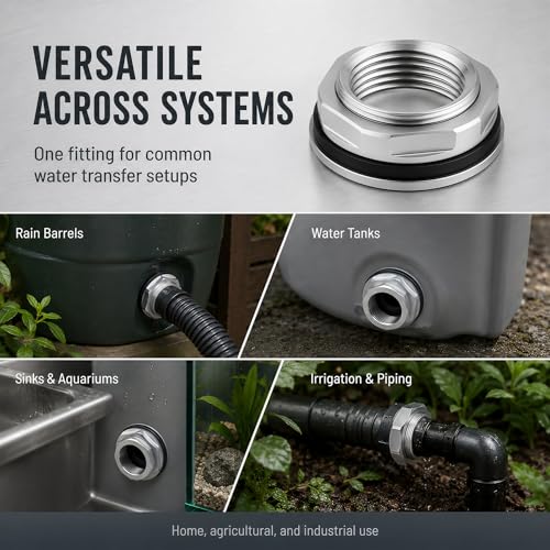 3/4 Inch Stainless Steel Bulkhead Fitting G1 Male Water Tank Connector Adapter Fitting with Rubber Gasket, Thru-Bulk Pipe Fitting for Rain Barrels Aquariums Industrial Plumbing(Pack of 2) - size: G3/4 2Pcs
