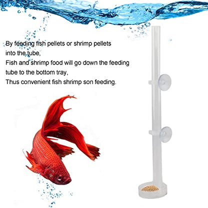 Pssopp Aquarium Fish Shrimp Feeder, Acrylic Clear Shrimp Feeding Tube Transparent Crystal Shrimp Feeding Tube and Dish Shrimp Feeder Tube Tray for Fish Aquarium