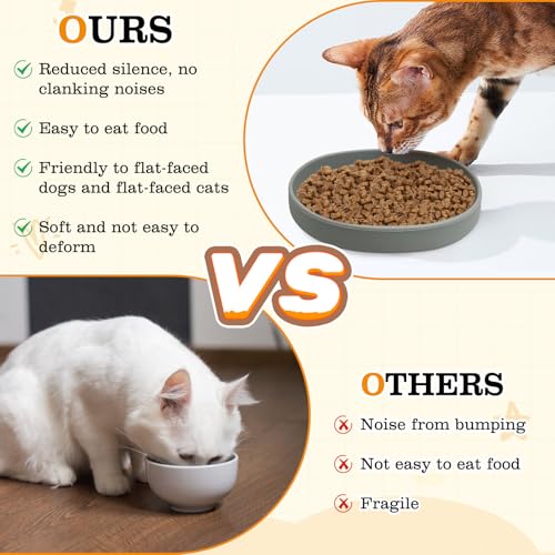 Silicone Dog Food Plate Shallow Dog Bowl Flat Cat Dish 2 Pack Small Puppy Plates for Small Dogs and Cats Whisker Fatigue Pet Feeding Bowls for Dry and Wet Food (Light Brown) - color: 2 Pcs - (Light Brown)