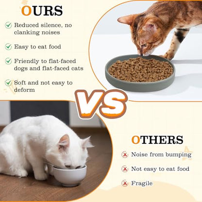 Silicone Dog Food Plate Shallow Dog Bowl Flat Cat Dish 2 Pack Small Puppy Plates for Small Dogs and Cats Whisker Fatigue Pet Feeding Bowls for Dry and Wet Food (Light Brown) - color: 2 Pcs - (Light Brown)