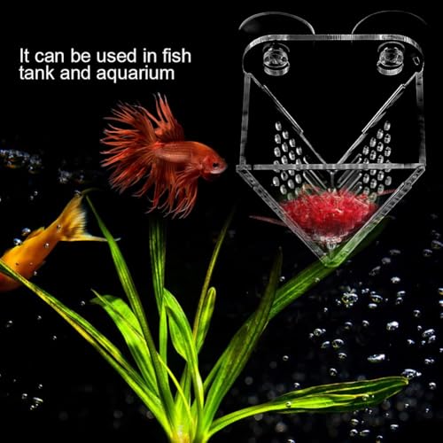 Pssopp Aquarium Cone Red Feeder, V Shape Shrimp Feeder Acrylic Fish Feeding Cup with Suction Cups and Tweezer for Aquarium Use
