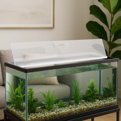 Sieral 2 Pcs Clear Aquarium Canopy Set Polycarbonate Greenhouse Panels 22.95 x 11.5 x 0.24 Inch for 33/40/55 Gallon Fish Tank with Center Brace Aquariums Cover Fish Tank Lid - color: clear, size: 48 x 13 Inch