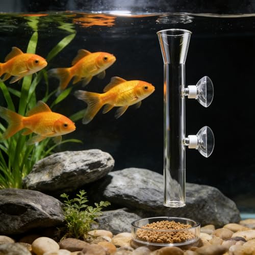 Aquarium Feeder, Transparent Feeding Tube with Suction Cup, Suitable for Fish, Shrimp, Crabs and Other Aquarium Supplies