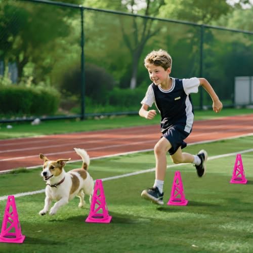 12 Pack Soccer Cones, 9 Inch Agility Cones for Soccer, Football, Basketball, Cones for Sports Training, Speed & Agility Drills, Field Marking Equipment - color: pink