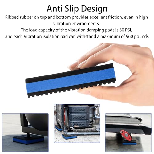4 Pack Rubber Anti Vibration Pads, 4'' x 4'' x 7/8'' Heavy Duty EVA Mechanical Damping Vibrating Sound Isolation Pad for Compressor, Air Conditioner, Washer, Dryer, Treadmill