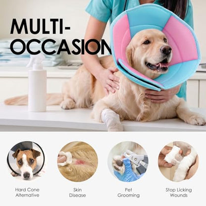 AOFITEE Large Dog Cone Adjustable Dog Cone to Stop Licking, BluePink XL - color: BluePink, size: X-Large
