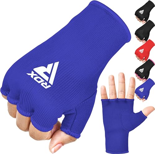 RDX Boxing Hand Wraps Inner Gloves Men Women, Half Finger Elasticated Bandages, Under Mitts Fist Protection, Muay Thai, Kickboxing, MMA, Martial Arts Speed Bag Punching Training - color: Blue White, size: X-Large