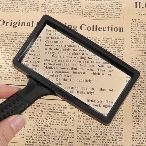 Rectangular 10x Magnifying Glass, 4x2in Hand Held Magnifying Glass, Handheld Magnifier for Reading Observation Hobbies Repair (Large Horizontal Viewing Area)