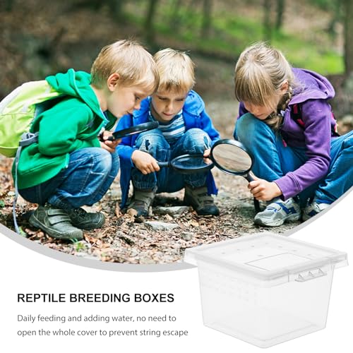 Transparent Reptile Breeding Boxes 2.67X2.16X1.77In Small Feeding Cage Tank for Snakes Lizards Geckos and Insects with Secure Lid for Safe Habitat
