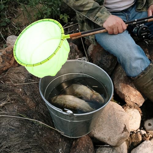 BESPORTBLE Fishing Net Head 30cm Diameter Fluorescent Green Fishing Landing Net Replacement Mesh Pouch for Outdoor Anglers