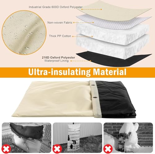 Backflow Preventer Insulation Cover, Insulated Well Pump Cover Irrigation Sprinkler Valve Pouch ,Pipe Insulation Covers for Outside Winter Freeze Protection (5°F) (Kahki, 16" W x 20" H) - size: 16*20inch