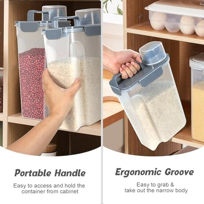 Rice Storage Container 10 Lbs, Airtight Food Dispenser with Large Spout and Cup for Pet Dog Cat Food Storage 7 Lbs - color: Grey-10L