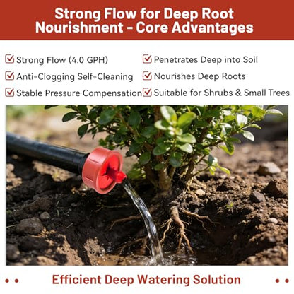 300 PCS 4 GPH Pressure Compensating Drip Irrigation Spot Dripper, Max Flow Drip Irrigation Emitters Heads for Dry Soil Thirsty Plants, Irrigation Drippers Parts for Arid Area Outdoor Irrigation - size: 4 GPH 300PCS