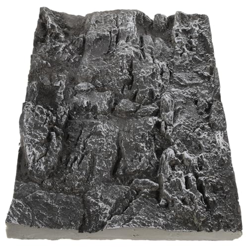 Kisangel Rock Terrarium Background, 17.7x11.8 Inch 3D Reptile Tank Backdrop Board for Bearded Dragon, Lizard, Gecko, Snake Habitat, Realistic Climbing Wall Decor, Dark Grey