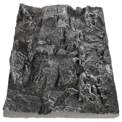 Kisangel Rock Terrarium Background, 17.7x11.8 Inch 3D Reptile Tank Backdrop Board for Bearded Dragon, Lizard, Gecko, Snake Habitat, Realistic Climbing Wall Decor, Dark Grey