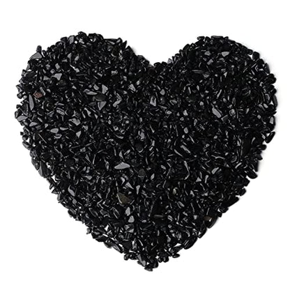 LAIDANLA Obsidian Crushed Stone Crystal Chips Bulk Natural Gemstones Healing Reiki Crystals Mini Quartz Vase Filler Aquarium Gravel 100g - color: Black- Obsidian, size: 0.22 Pound-（0.2"-0.28"）