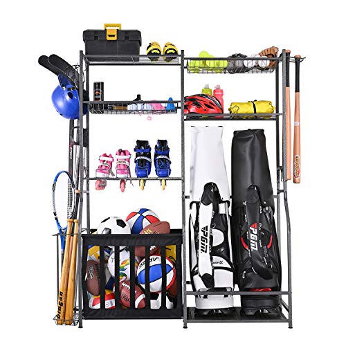 Mythinglogic Sports Equipment Organizer for Garage with Golf Bag Storage