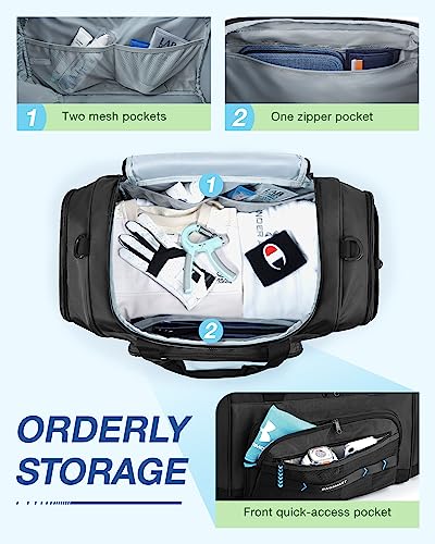 BAGSMART 4-in-1 Gym Bag for Women Men, TSA Duffle Bag for Travel - color: Black