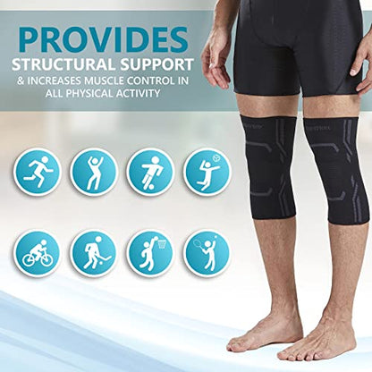 Bodyprox Knee Compression Sleeve for Men and Women (4 Pack), Knee Support Brace for Running and Work out (Small) - size: Small (Pack of 2)