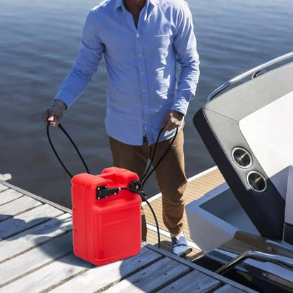 Portable Boat Tank 6 Gal, Outboard Marine Tank with 9.8ft Hose & Level Gauge - color: Red, size: 6 Gallon