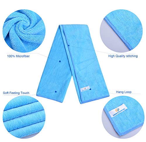 HOPESHINE Gyms Towels for Men & Women Microfiber Exercise Fitness Home Absorbent Sweat Yoga Towels Sports Towels Soft Fast Drying 16inch x32inch 3-Pack - color: 3-pack Grey+dark Blue+light Blue