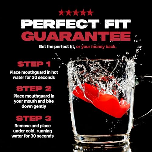 SAFEJAWZ Mouth Guard, Slim Fit Mouthguard for Adult & Youth with Case - color: Red, size: Adult (12+ Years)