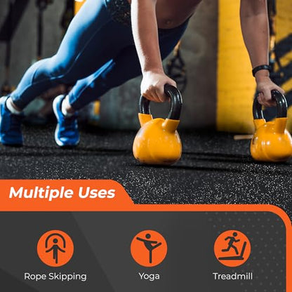 SUPERJARE 0.4'' Thick 36 Pcs 144 Sq Ft Rubber Top Exercise Equipment Mats - size: 48 Tiles (192 Sq Ft)