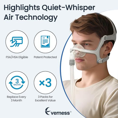 3 Packs Replacement Short Tube for Airfit N20 & Airtouch N20, Features Triple 360° Swivel & Quick-Release Technology for N20 CPAP Mask, Replacement CPAP Hose Tubing with Leak-Free Seal & Smart Quiet