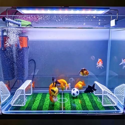 Fish Tank Decorations Stainless Steel Mini Soccer Goal & Football Set, Aquarium Decor & Accessories, Fish Tank Toys for Betta, Goldfish & Turtles, Mini Soccer Net Aquarium Ornament