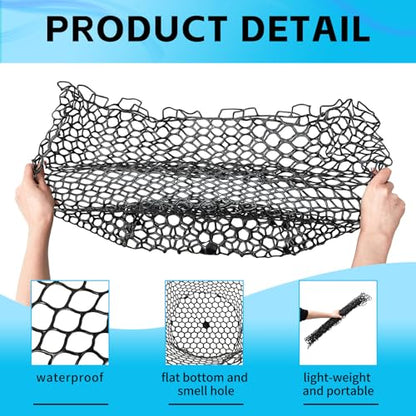 2 Pcs Replacement Rubber Fishing Net Diameter Fishing Landing Net Black Fish Netting Without Handle Replacement Fishing Net Foldable Mesh Net for Freshwater Saltwater (21.5 x 19.7 Inch)