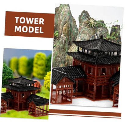 Miniature Pagoda Garden Statue 3.14X3.14X2.36In Japanese Zen Aquarium Decor Fish Tank Statue and Bonsai Figurines Ancient Inn Landscape Model for Meditation and Micro Landscape
