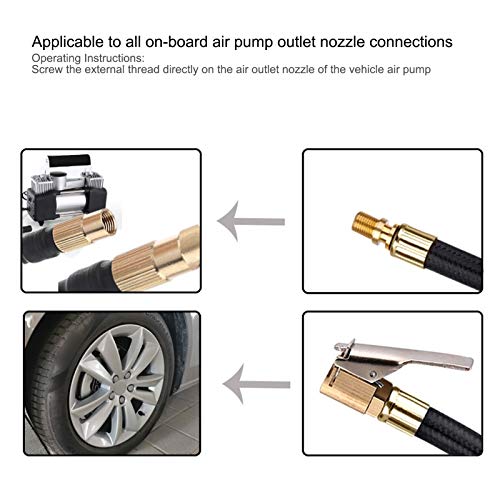 Tire Inflator Extension Tube Tyre Pump Quick Inflation Chuck Adapter Hose Quick-Inflation Clip Connector High-Pressure Tube Car Motorcycle Maintenance Accessories