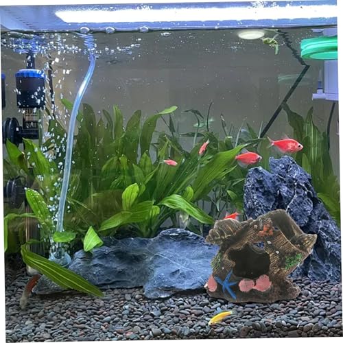 Fish Tank Hideout Broken Barrel Aquarium Hideout Resin Shipwreck Theme Fish Tank Cave for Aquarium Landscaping Decor