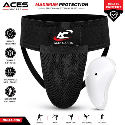 Men’s Groin Guard with Cup, Boxing Jockstrap Protector for MMA, Kickboxing, Muay Thai, Karate & Martial Arts & Cricket - size: M-WAIST SIZE 26-32