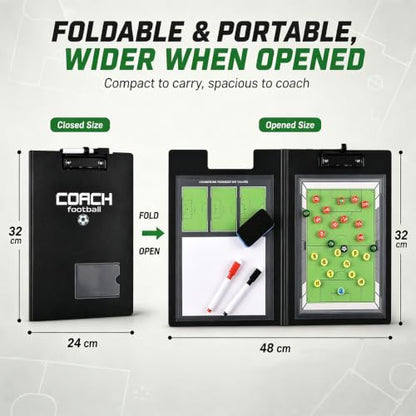 Magnetic Soccer Coaching Board, Double-Sided Dry Erase Soccer Tactics Clipboard for Coaches, Portable Soccer Whiteboard with Magnets, Marker Pen, Eraser for Coaching and Match Strategy - size: Upgraded Set