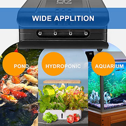 320GPH Aquarium Air Pump 8W Adjustable Quiet Oxygen Pump with 4 Outlet and Accessories Air Stone, Check Valve, Tube,for Up to 300 Gallon Fish Tank,air Pumps for hydroponices ;