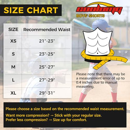 COOLOMG Youth Boys Compression Shorts with Athletic Cup Baseball Football - color: Black, size: X-Small