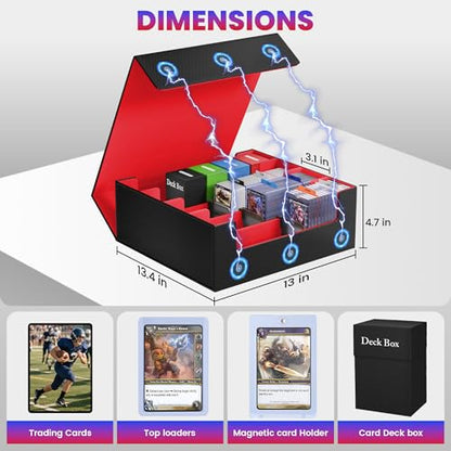3500+ Trading Card Storage Box - color: 4-Row Black & Red, size: 3500+