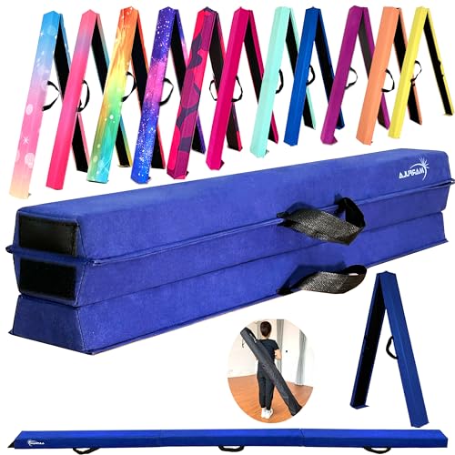 Marfula 6 FT / 8 FT / 9 FT Folding Gymnastics Beam Foam Balance Floor Beam - color: Blue, size: 10 Ft