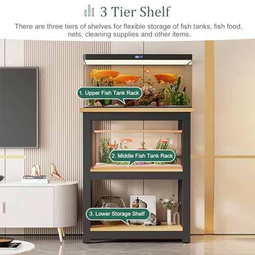 Durable Aquarium Fish Stand Cabinet for 5-40 Gallon Tanks, Reptile Rack Shelf, Stylish Home Display Storage for Fish & Reptile Enthusiasts, Perfect Table Organizer