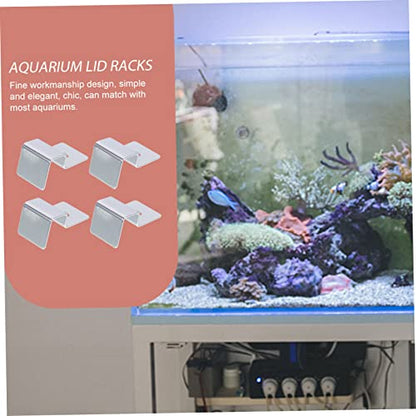 Happyyami 4pcs Stainless Steel Aquarium Lid Support Racks Practical Fish Tank Cover Holders for Glass Covers Suitable for Aquariums and Turtle Tanks