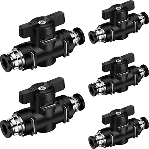 5 Pcs 1/4" x 1/4" OD Push to Connect Pneumatic Ball Valve PVC Air Flow Control Valve Quick Connect Tube Fittings Air Line Hose Fittings - size: 1/4" x 1/4" OD