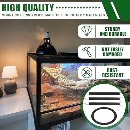 Mounting Spring Clips for Reptile Habitat Lighting Domes, Fits most reptile lighting domes,terrarium mesh screens, and heat lamp covers, 5.5"/8.5" Domes,Most Standard Domes and Screen Covers (3 pack) - size: 3 pack