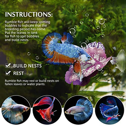 balacoo Betta Fish Leaf Hammock 2-Pack 3.54-Inch Silk Resting Pad with Suction Cup – Stress- for Aquarium Décor, Natural Habitat for Betta, Freshwater Tank Accessory